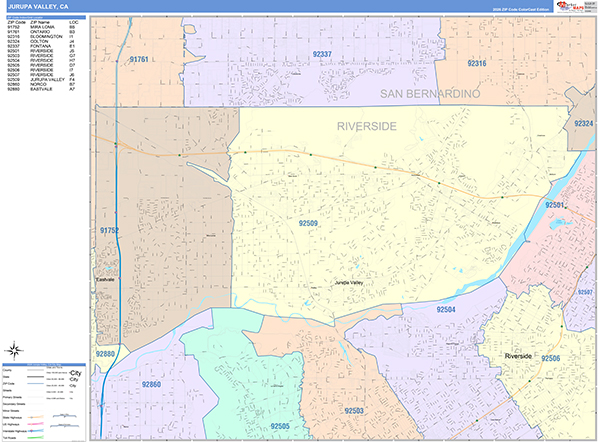 Jurupa Valley Map Color Cast Style